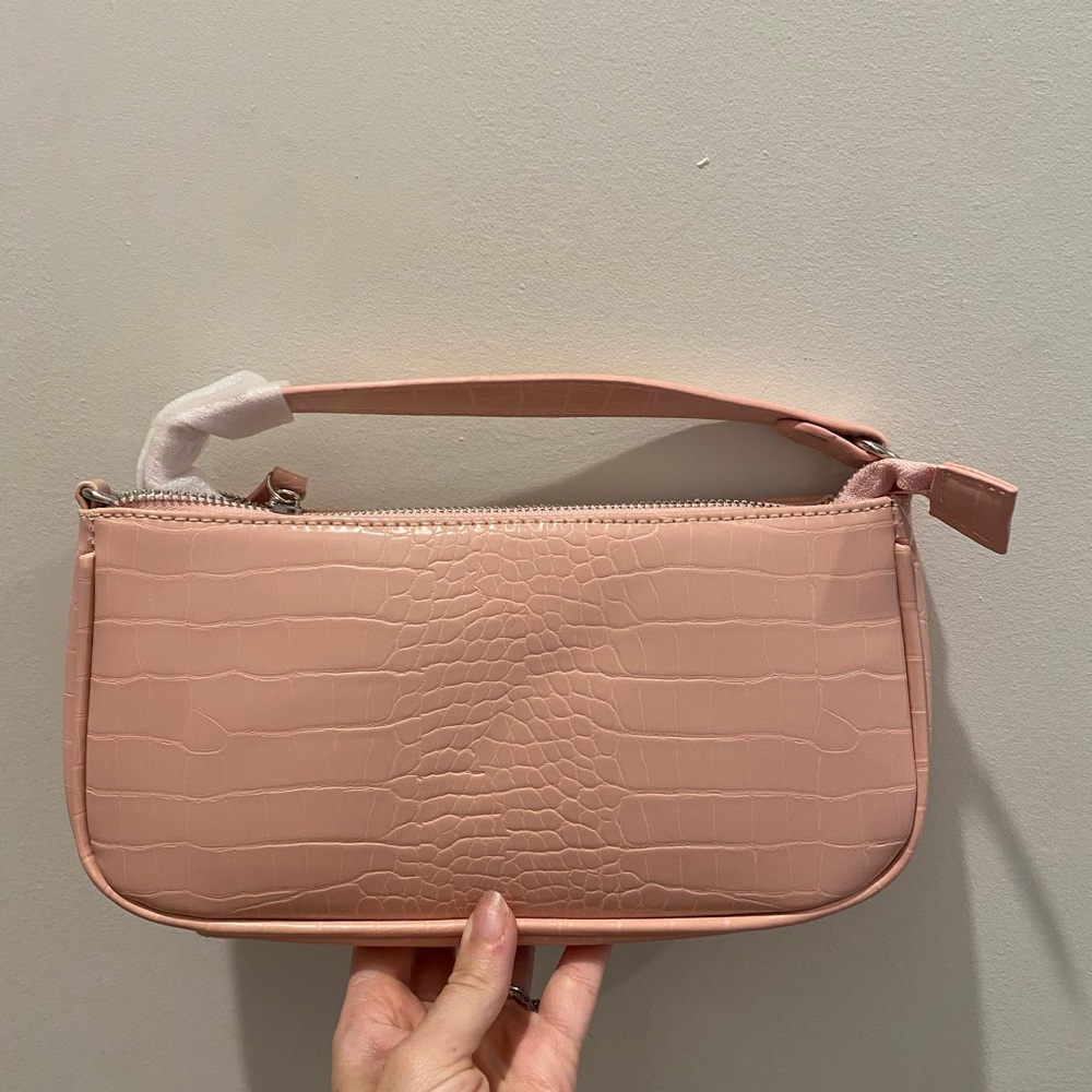 NWOT Pink Croc-Embossed Shoulder Bag